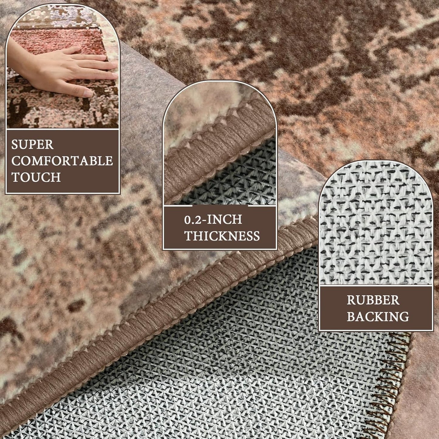 LOCHAS Washable Runner Rugs for Hallway, 2x8 Non Sip Soft Rug for Bedroom Entryway Kitchen Laundry Room, Long Abstract Carpet for Indoor Floor Bedside, Geometric Vintage Home Decor, Pet & kid Friendly