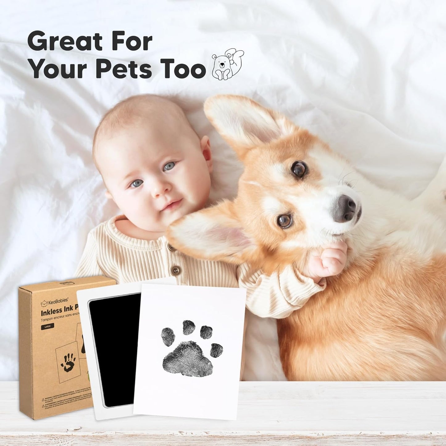 4-Pack Inkless Baby Hand and Footprint Kit - Mess Free Ink Pad for Newborn Keepsake, Dog Nose & Paw Print Kit, Clean Touch Ink Pad for Baby Hand & Footprints, Ideal New Mom Gifts (Midnights,L)