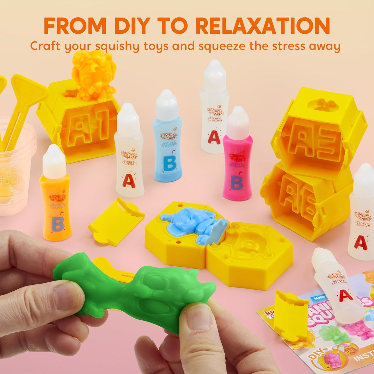 Klever Kits Squishy Toys, DIY Squishy Animal Making Kit, Mystery Box with 4 Surprise Characters Inside, Arts and Crafts, Kids Craft for Kids Ages 6+