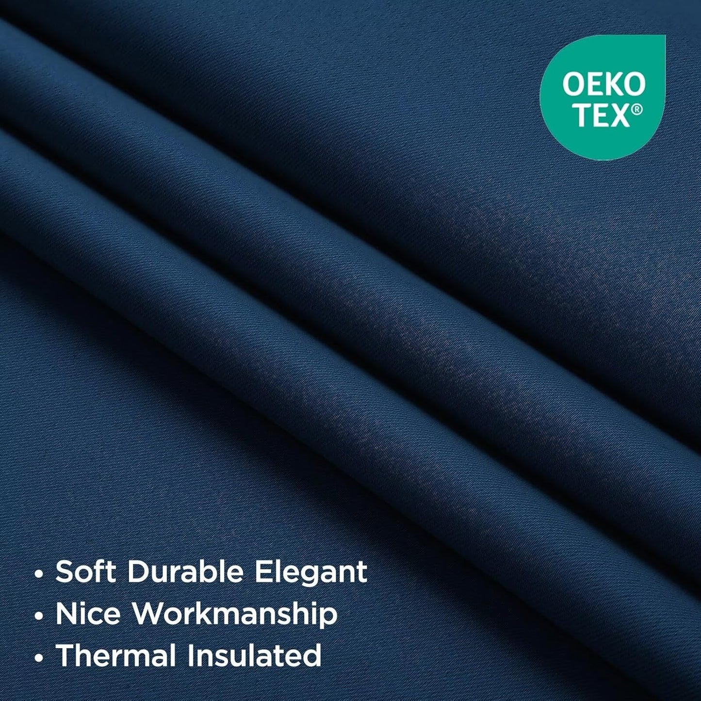 Joydeco Blackout Curtains 84 Inch Length 2 Panels Set, Black Out Curtains for Bedroom, Room Darkening Drapes for Living Room Window (W37 x L84 Inch, Navy Blue)
