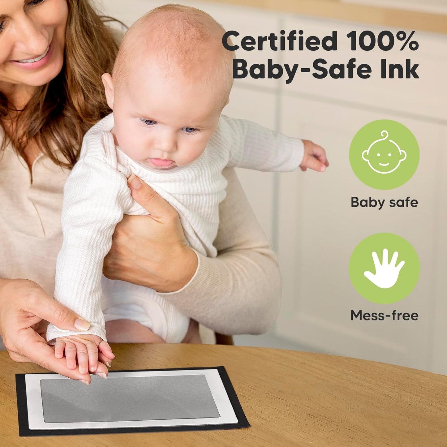 1-Pack Inkless Baby Hand and Footprint Kit - Mess Free Ink Pad for Newborn Keepsake, Dog Nose & Paw Print Kit, Clean Touch Ink Pad for Baby Hand & Footprints, Ideal New Mom Gifts(Silver, Jumbo)