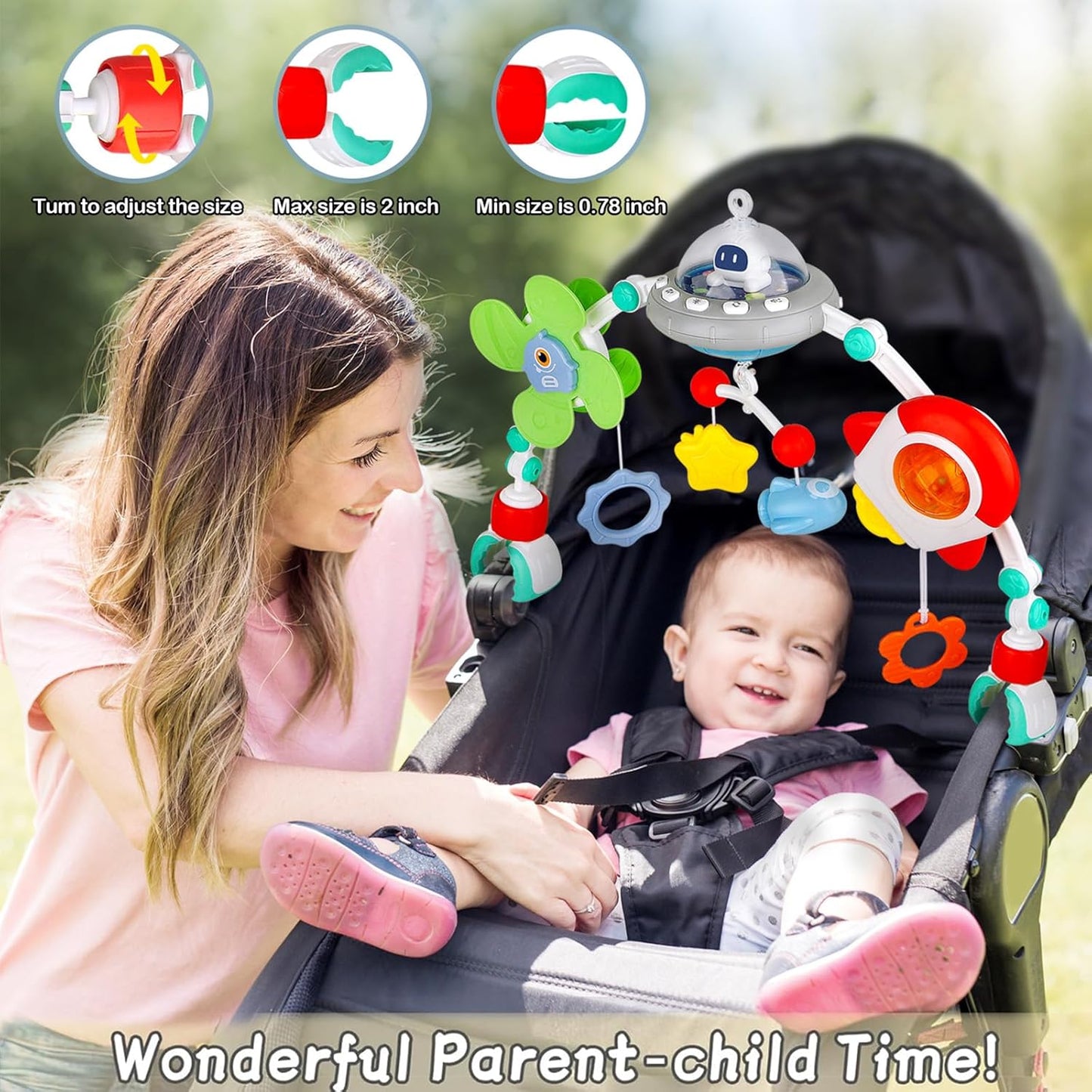 Musical Baby Stroller Arch Toys, Travel Car Seat Toys, Baby Play Arch Crib Accessory Toys, Mobile for Bassinet, Pram Activity Arch Bar Toys for Babies Infants