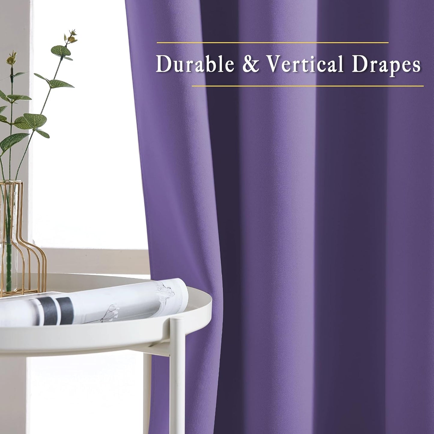 NICETOWN Bedroom Blackout Curtains Panels - Triple Weave Energy Saving Thermal Insulated Solid Grommet Blackout Draperies for Patio (80 inches by 108 Inch, Lilac Purple, Set of 2)