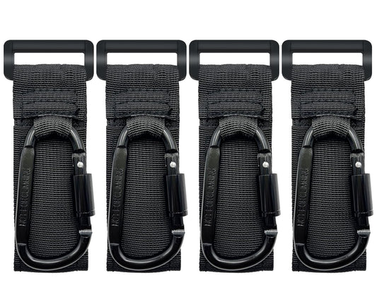 4 Pcs Baby Stroller Hook, Carry 30 lbs per Stroller Carabiner Clip, Adjustable Baby Stroller & Car Seat Hook for Hanging Diaper Bag, Wheelchair,Golf cart, Shopping and Pet Cart