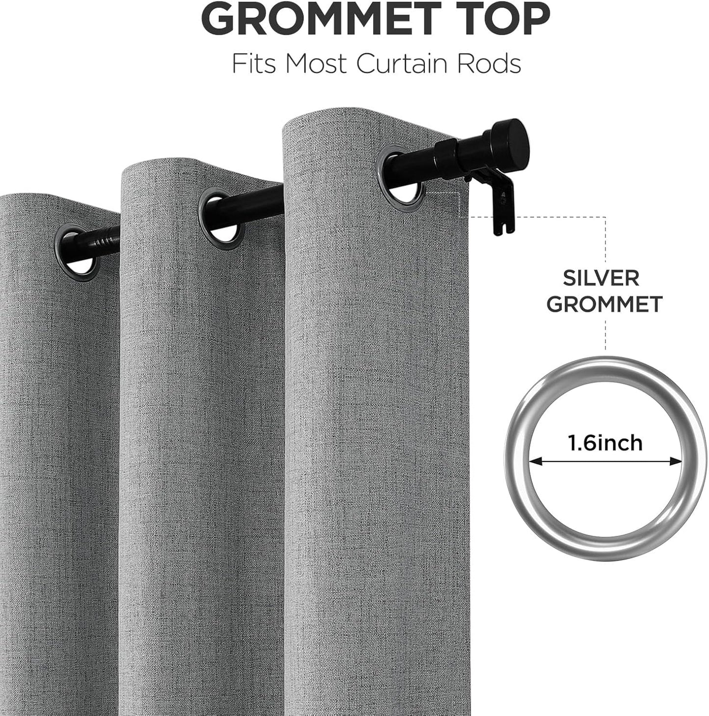 Joydeco Blackout Curtains 63 Inches Long 2 Panels Burg, Room Darkening Curtains for Bedroom, 100% Black Out Textured Thermal Drapes Privacy Protection 2 Panels Set(W52 x L63 Inch, Light Grey)