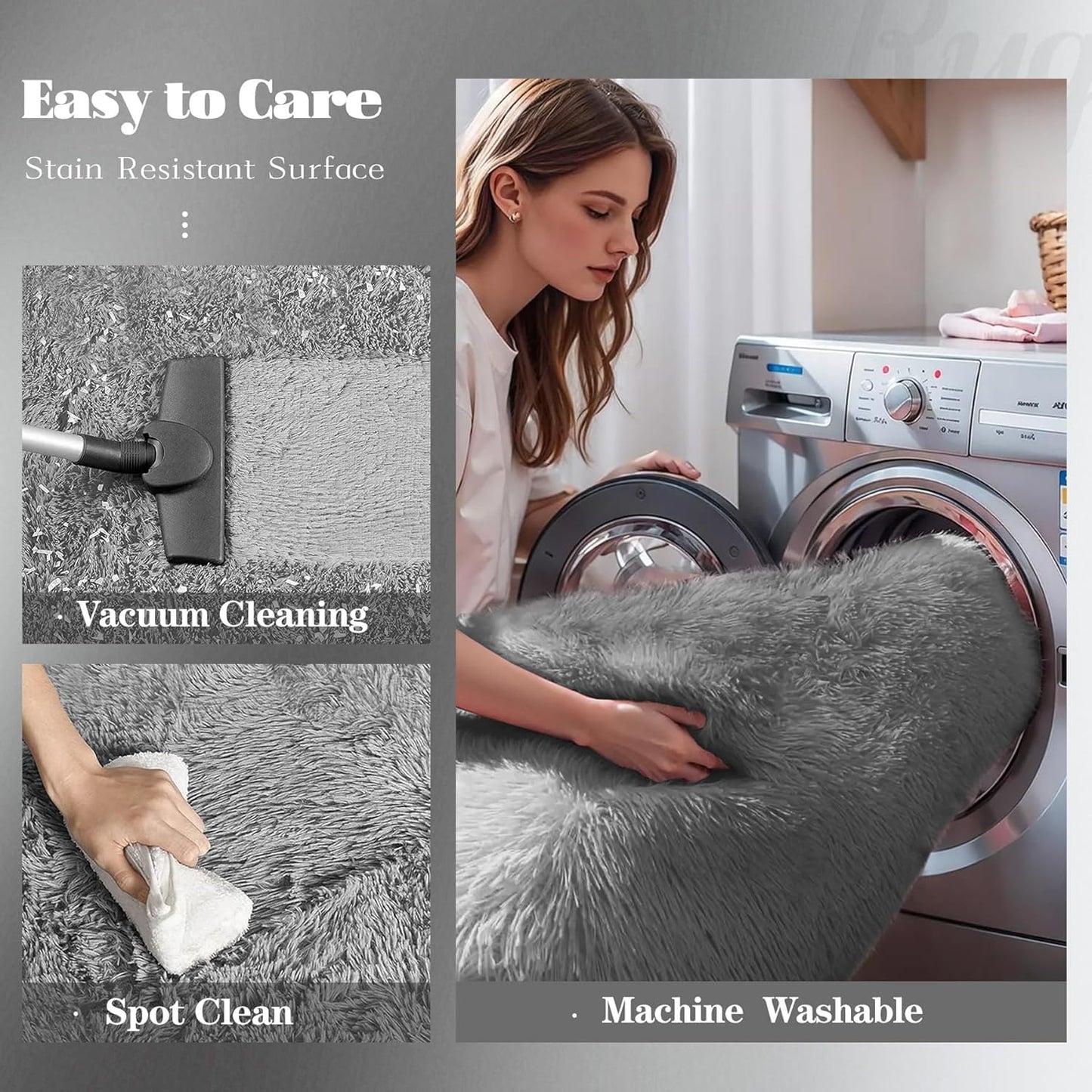 2x6 Runner Rug for Bedroom: Fluffy Shag Soft Washable Rugs Small Fuzzy Plush Indoor Carpet for Hallway Bedside Dorm Kids Girls Boys Room (Dark Grey, 2'x6')