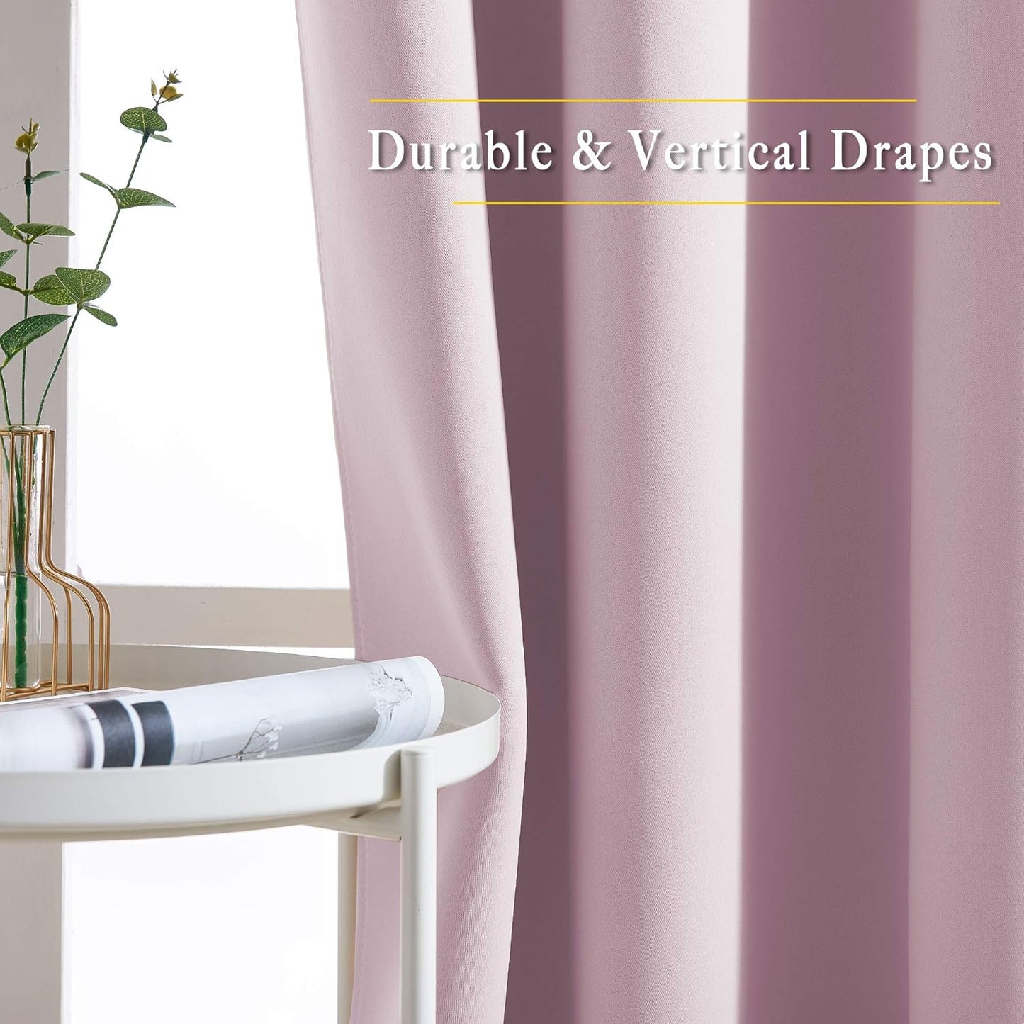 NICETOWN Room Darkening 78 inch Curtains for Doorway 2 Panels, Grommet Light Reducing Thermal Insulated Privacy Door Curtains Window Treatments for Bedroom, Baby Pink, W52 x L78