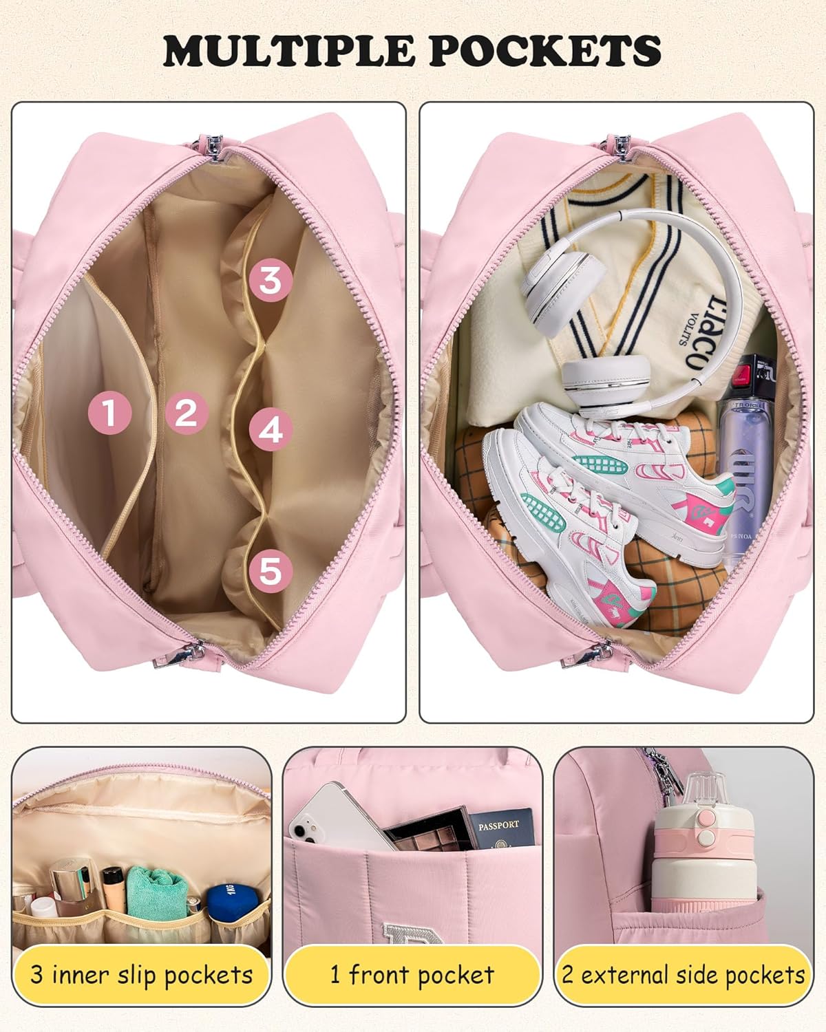 Gift for Women, Duffle Bag for Travel, Weekender Bags for Women，Initial Overnight Bag with Wet Pocket，Lightweight Travel Bags Personalized Gym Tote with Makeup Pouch