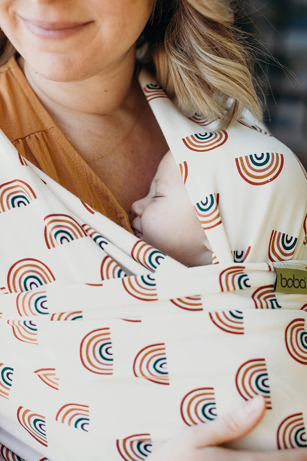 Boba Baby Wrap Carrier – Original Baby Sling Carrier for Newborns (7–35 lbs), Soft, Secure, Hands-Free & Ergonomic, Ideal for Comfortable Bonding, New Parents (Serenity Rainbow)