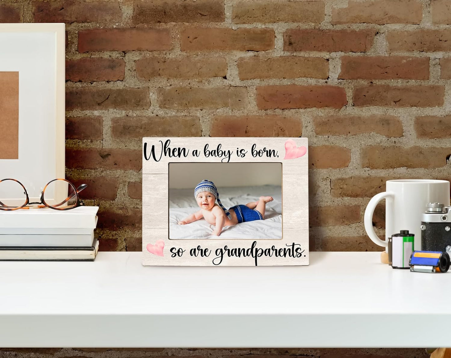 Baby Picture Frame, Ultrasound Picture Frames, When a Baby is Born So is a Grandparents, New Grandparents Gifts First Time 2025, Photo Frame 4x6(cream-coloured)