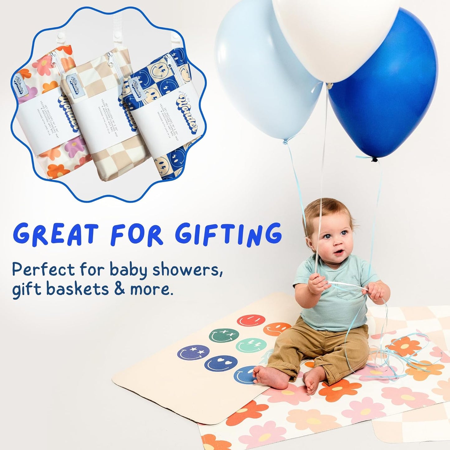 Leather Changing Mat with Reusable Waterproof Wet Bag, (16 x 30 Inches) Baby Changing Mat, Non-Toxic Changing Pad Portable Folds and Wipes Clean, Baby Changing Pad Travel (Checkered)
