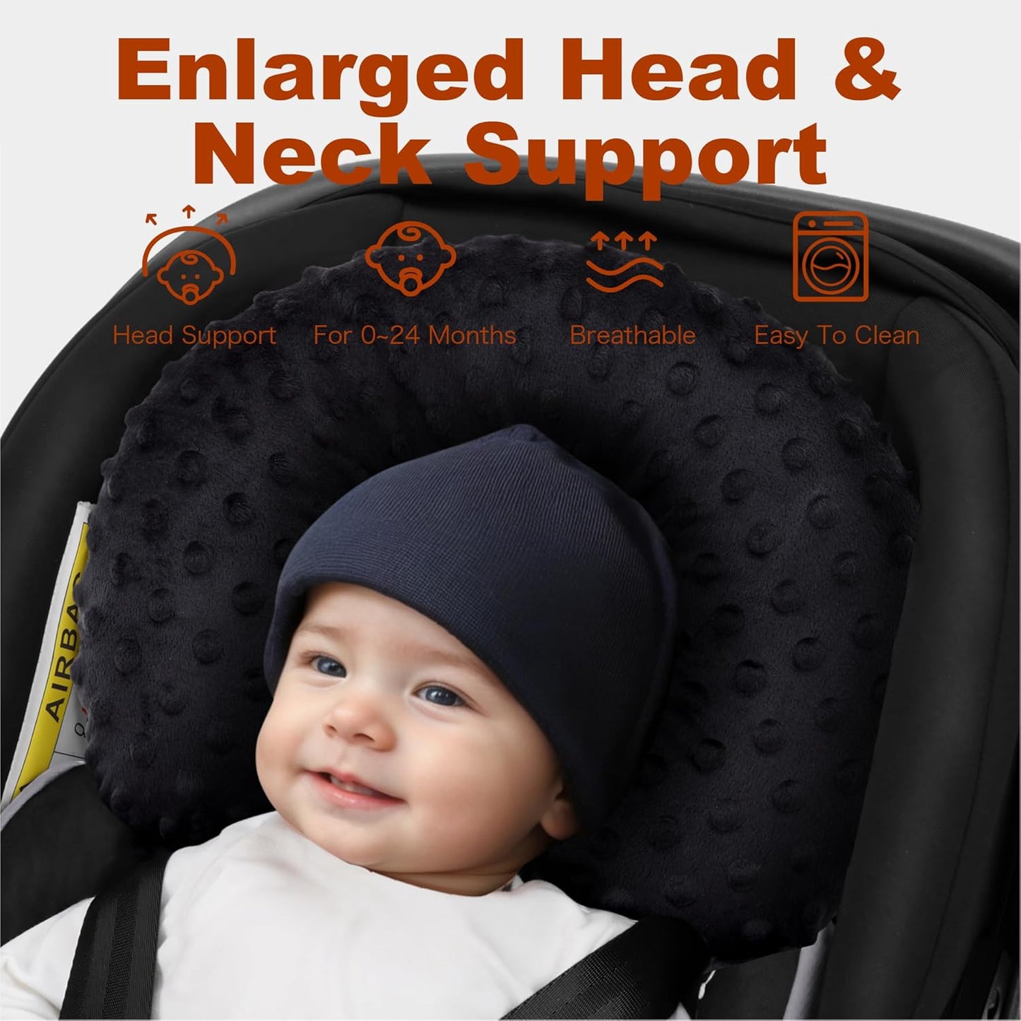 Pro Goleem Infant Car Seat Insert, Babybody Support for Toddler, Soft Minky Preemie Car Seat Insert, 2-in-1 Reversible, Perfect for Carseats, Strollers, Swings, Black