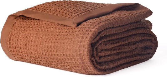 Salt Earth GOTS Certified 100% Organic Cotton Throw Blanket, 60" X 80" Blankets & Throws for Bed, Throw Blanket for Couch,Modern & Cozy Blanket, All Season Waffle Blanket, Soft Blanket (Potting Soil)