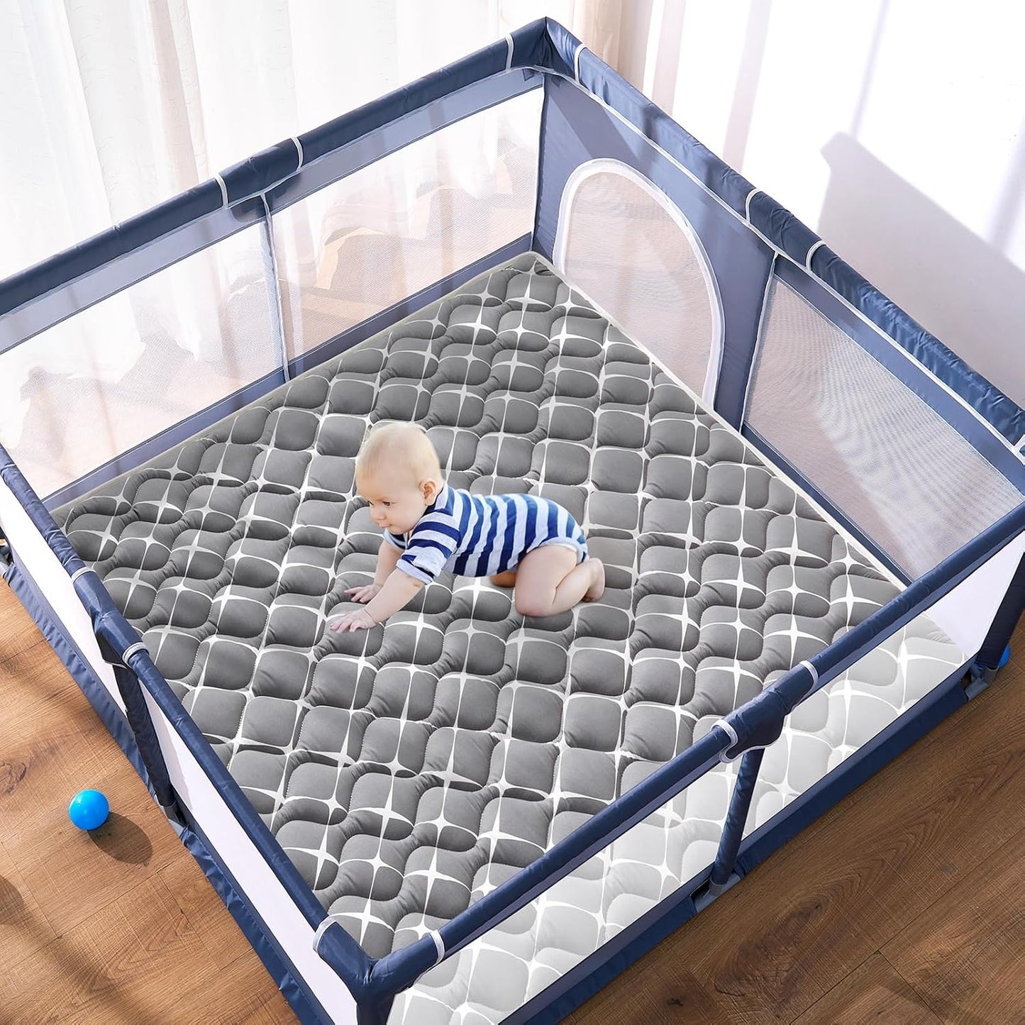 Vibe bear High-Density Foam Baby Play Mat,36x36 Inches Thicken One-Piece Infants Crawling Mat,Comfortable and Soft Baby Playmat,Non Slip Washable Floor Mat for Babies,Infants,Toddlers