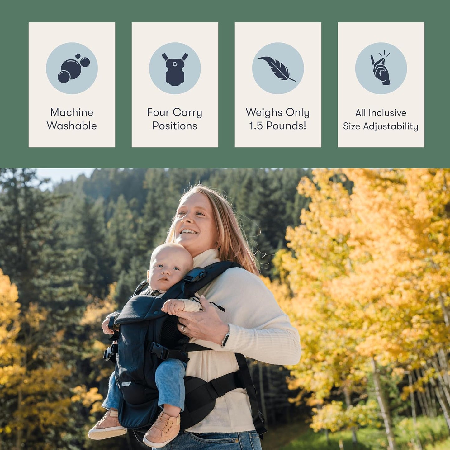Colugo Baby Carrier - Baby Carrier Newborn to Toddler, Toddler Carrier, Adjustable, Lightweight, Breathable Carrier for Newborn to 33 Pounds (Black)