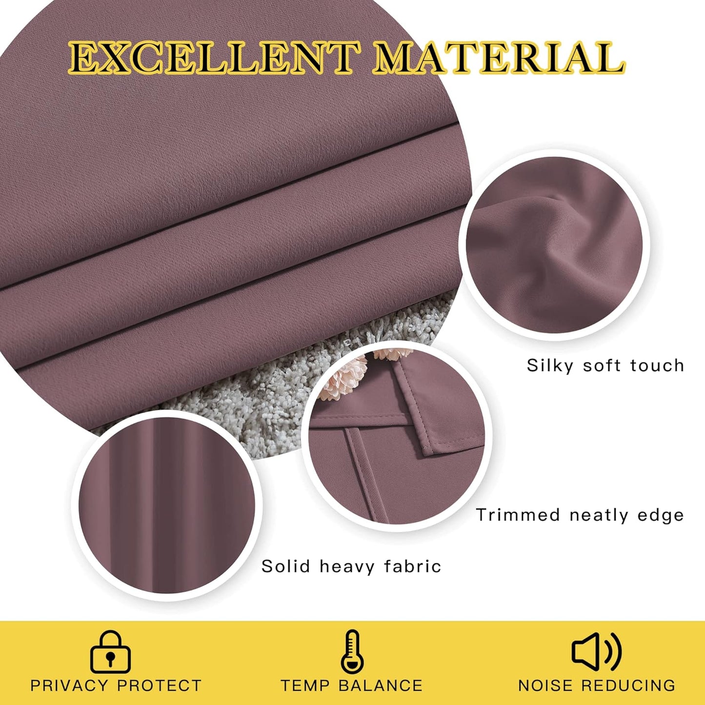 NICETOWN Blackout Curtains 90 inch Length, Sound Reducing Thermal Insulated Grommet Room Darkening Window Treatments for Bedroom/Living Room, 2 Panels, W52 x L90, Dry Rose
