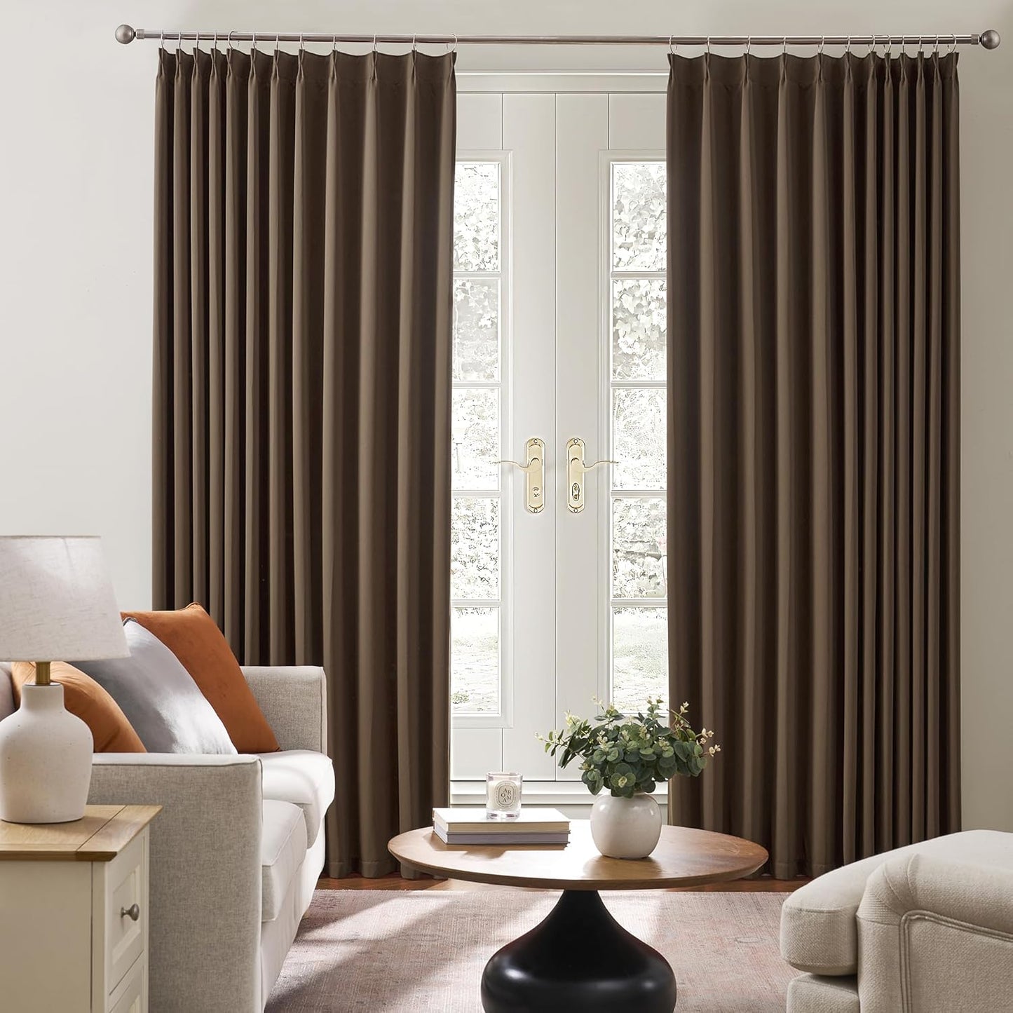KEQIAOSUOCAI Brown Blackout Curtains 150 Inches Long, Extra Long Pinch Pleats Living Room Curtains Thermal Pleated Curtains Panels Drapery for Home, Hotel, Office, 40" W x 150" L, Set of 2