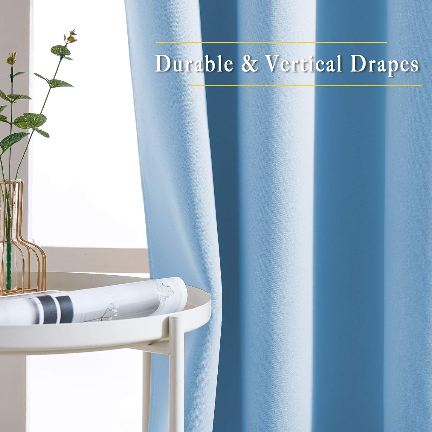 NICETOWN Room Darkening Curtains for Living Room, Grommet Window Treatment Thermal Insulated Solid Sound Reducing Drapes for Bedroom, Blue, Set of 2, W52 x L102