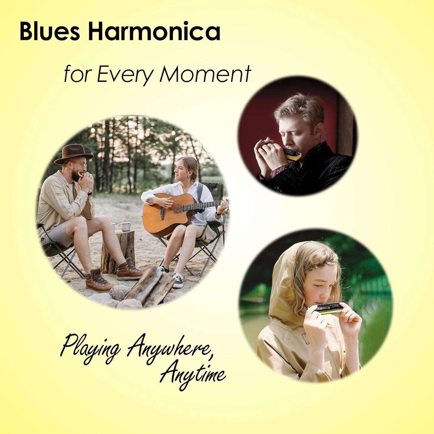 Blues Harmonica of C Key in Paddy Tuning, Mouth Organ with low A La, Reed of Phosphor Bronze, ABS Combo, Easy-Clean Cover,10 Holes Blues Harp for Adult, Beginner