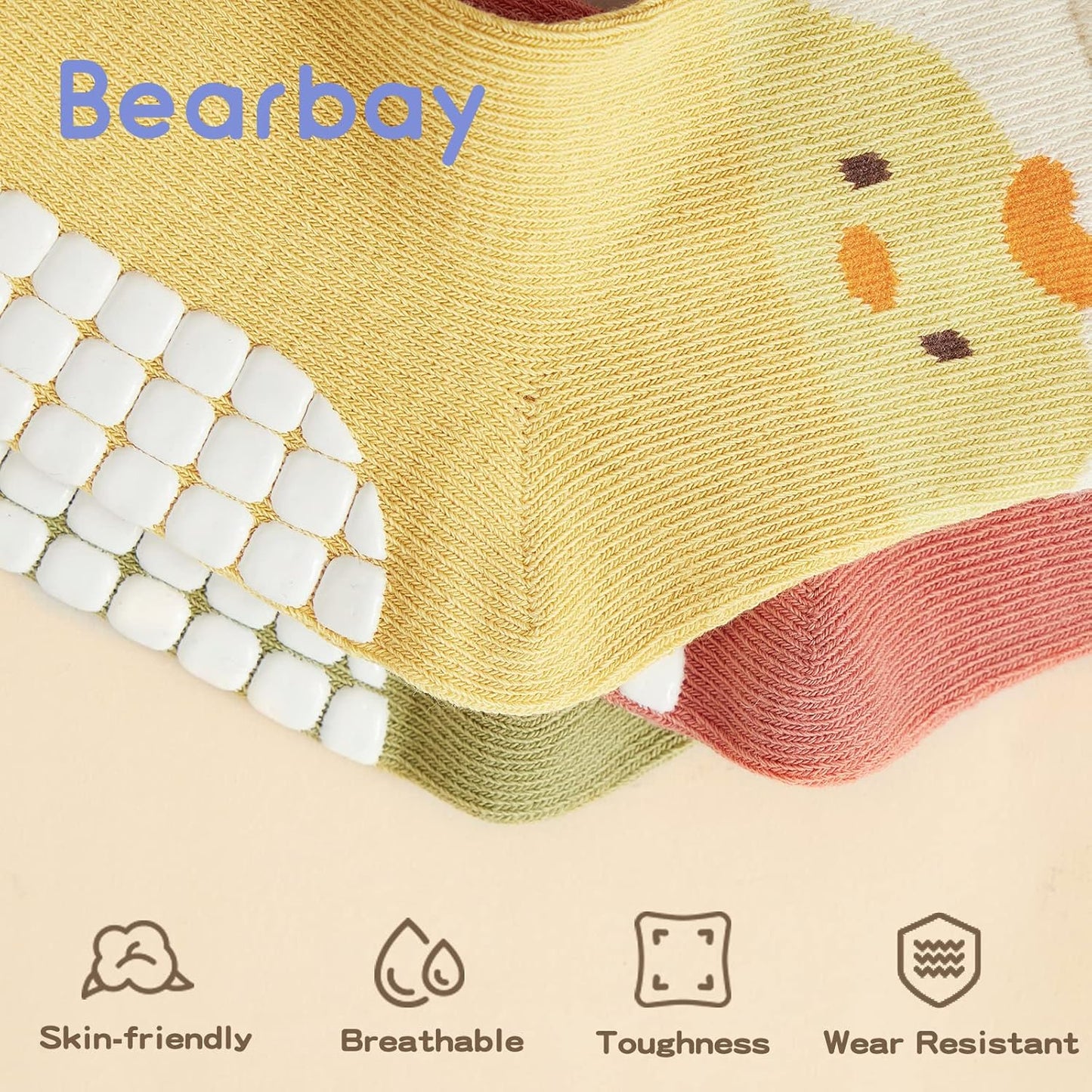Baby Non Slip Ankle Socks with Grippers for 0 Months-7 Years Old Walking Socks