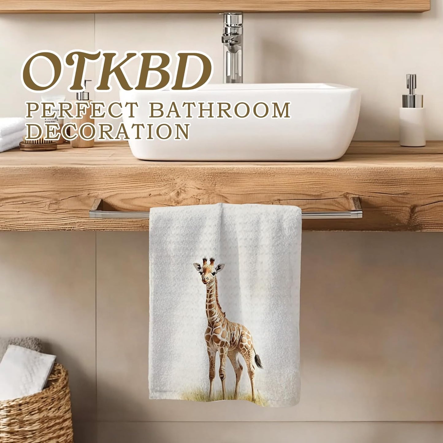 Giraffe Gifts Kitchen Towels Decorative, Giraffe Decor Hand Tea Towels for Bathroom Kitchen, Animal Lover Gifts for Kids Women Men Dish Towel Drying Cloth, 16x24 Inch