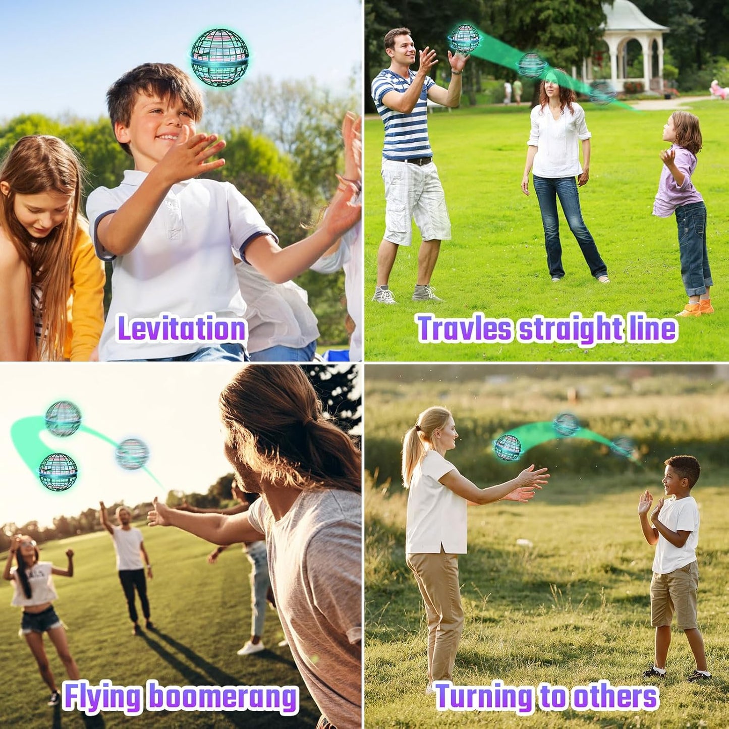 Sosuy Flying Orb Ball Toy 2025- Novelty Hover Galaxy Boomerang Hand Drone Orbit Magic Floating Ball Mini Outdoor Fidget Toy Stocking Stuffer for Boys Girls Teens Kids - Green