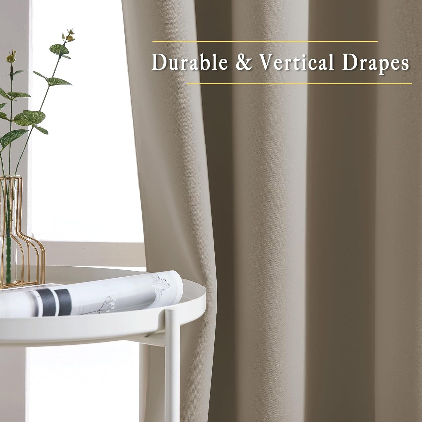 NICETOWN Blackout Taupe Curtains 84 inches Long, Grommet Room Darkening Thermal Insulated Sound Dampening Window Treatments for Bedroom/Home Office, 2 Panels, W46 x L84