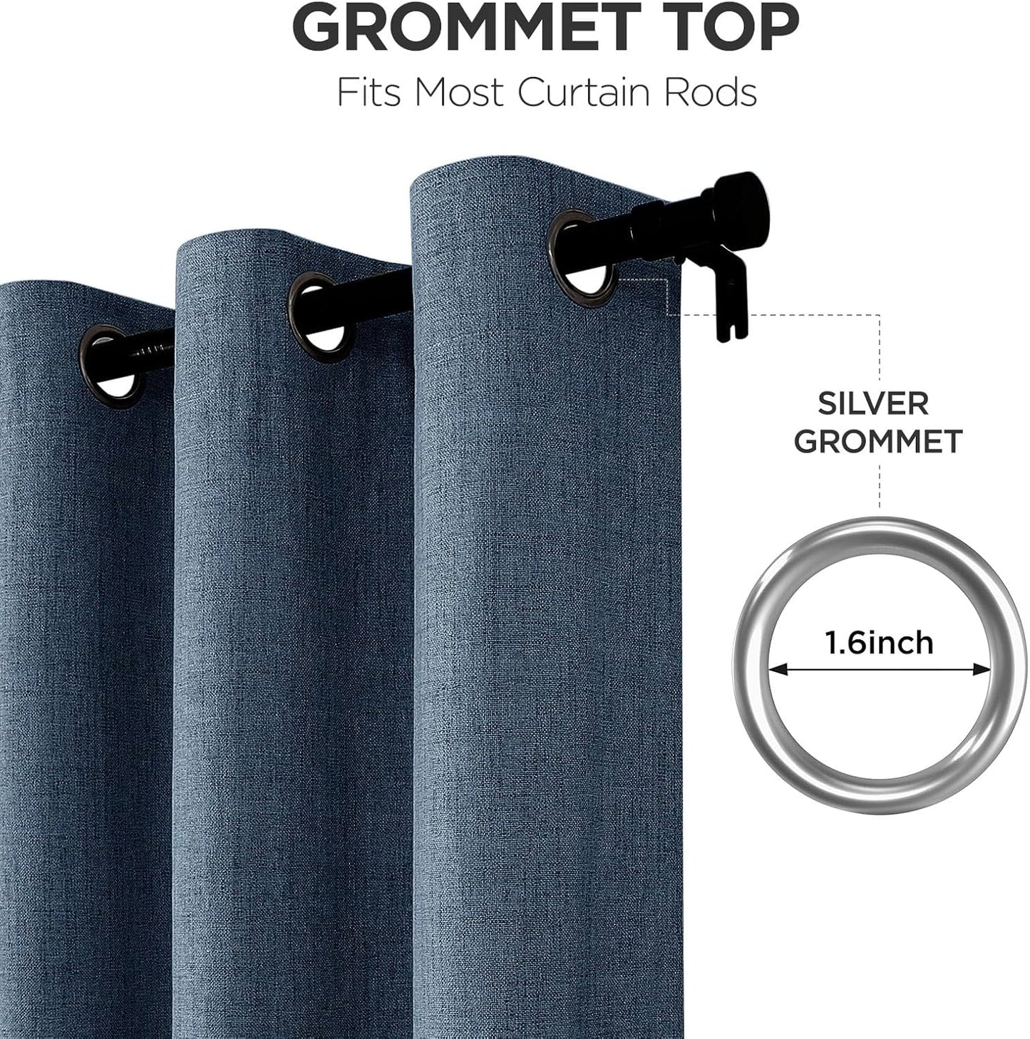 Joydeco Blackout Curtains 63 Inches Long 2 Panels Burg, Room Darkening Curtains for Bedroom, 100% Black Out Textured Thermal Drapes Privacy Protection 2 Panels Set(W52 x L63 Inch, Navy Blue)