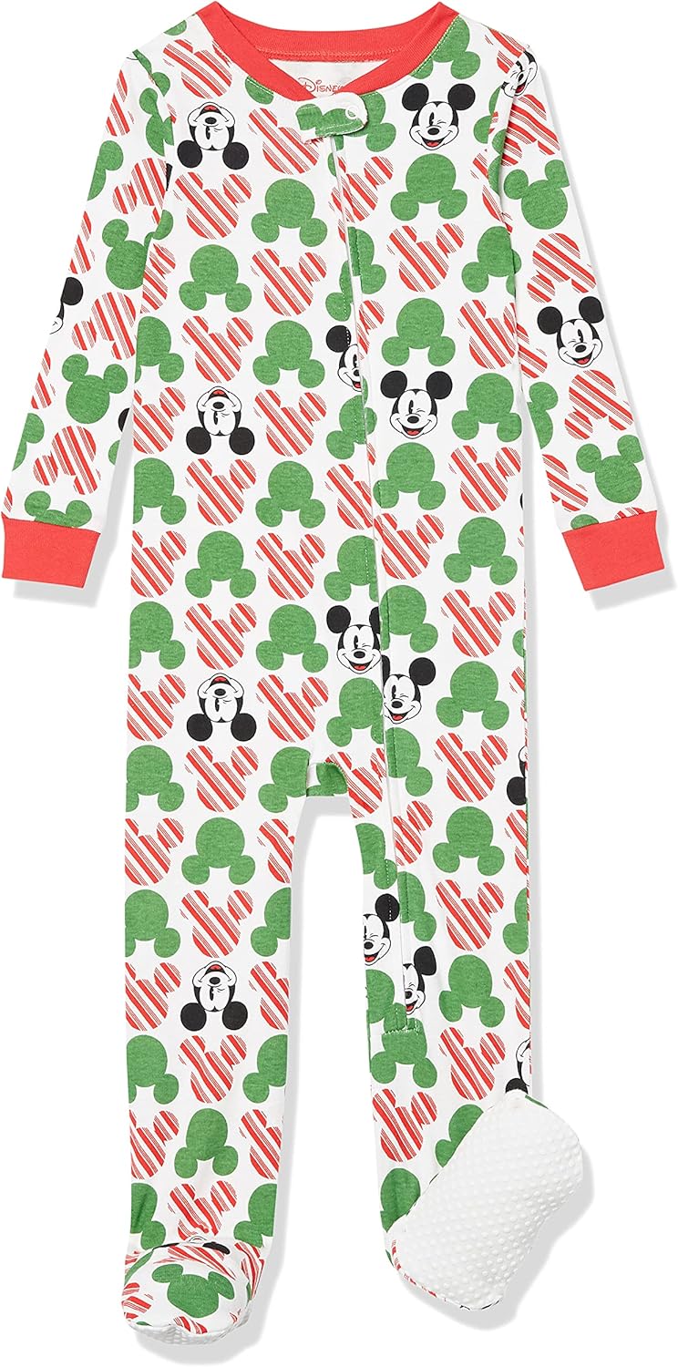 Amazon Essentials Disney | Marvel | Star Wars Unisex Babies' and Toddlers' Snug-Fit Cotton Footed Pajamas, Multipacks