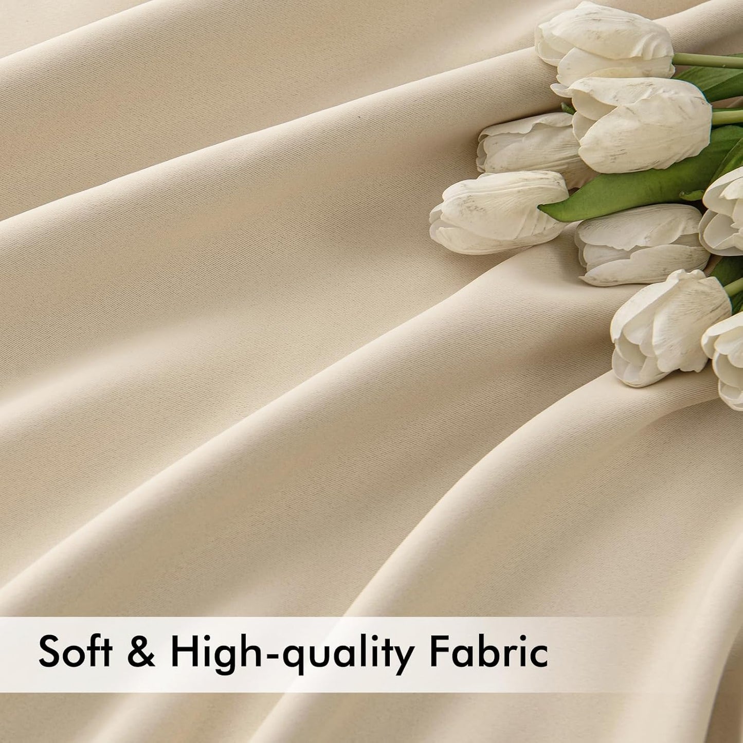 MIULEE Cream Beige Back Tab Light Blocking Curtains 95 Inch Length 2 Panels Set for Living Room Bedroom Privacy, Rod Pocket/Pinch Pleat Thermal Insulated Room Darkening Pleated Blackout Drapes