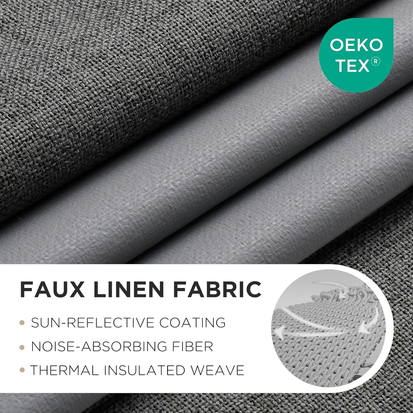 Joydeco Blackout Curtains 120 Inches Long 2 Panels Burg, Room Darkening Curtains for Bedroom, 100% Black Out Textured Thermal Drapes Privacy Protection 2 Panels Set(W52 x L120 Inch, Grey)