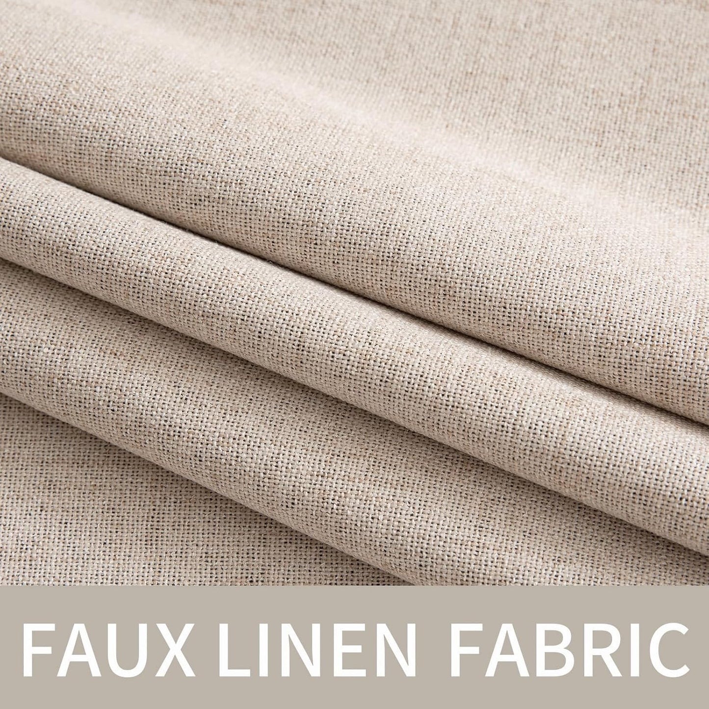 MIULEE 100% Blackout Polyester Textured Curtains for Bedroom Solid Thermal Insulated Natural Beige Grommet Room Darkening Curtains & Drapes Luxury Decor for Living Room Nursery 52 x 108 Inch(2 Panels)