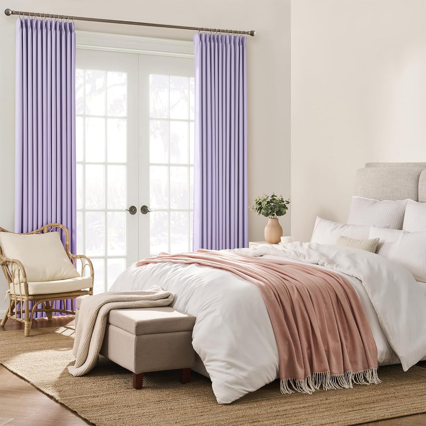 KEQIAOSUOCAI Light Purple Pinch Pleated Lilac Curtains Blackout 84 Inch Long, Thermal Insulated Darkening Drapes for Kids Nursery Bedroom Living Room Window Panels with Hooks 40 x 84 Inch
