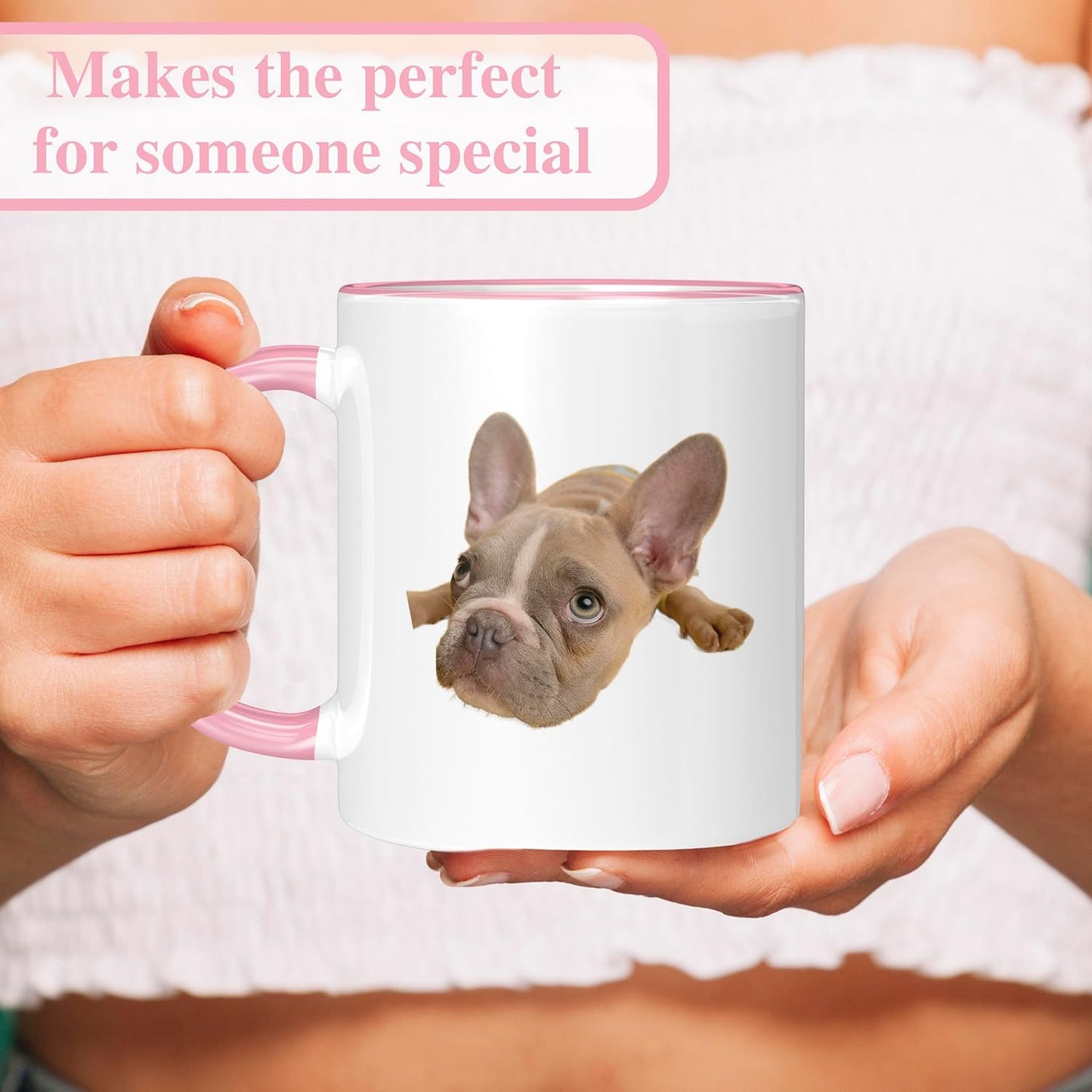 Personalized Mother's Day Coffee Mug, Custom Mum Photo Text 11 Oz Ceramic Mug, Customized Mom Gift Idea Picture Name Cup, Taza Cafe Personalizadas Fotos, Cute Gifts Mom Women Dad Men, Pink