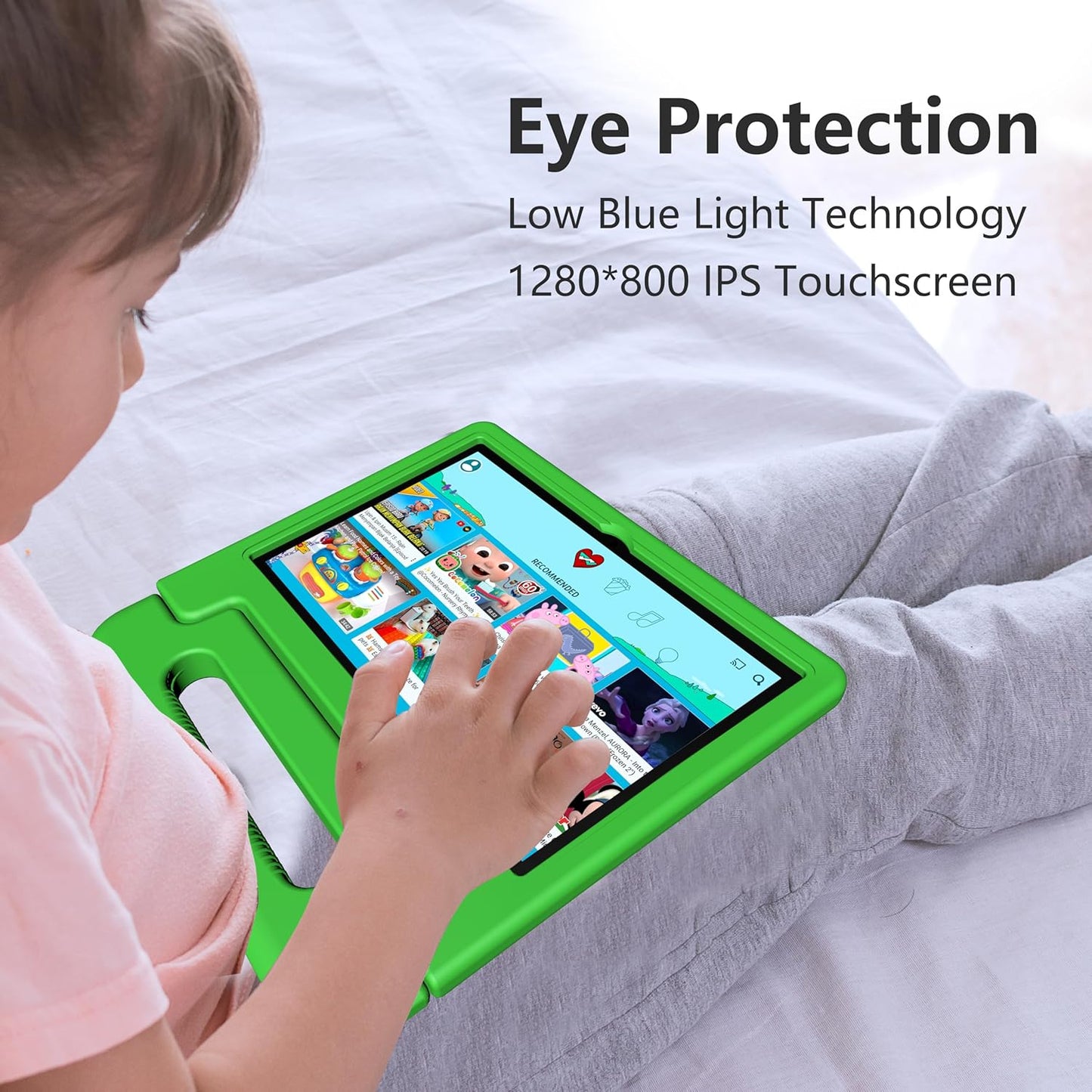 Kids Tablet, 10.1 Inch Tablet for Kids Android 14, 64GB Octa-Core, WiFi, Big Battery, Kids Space, Parental Control 1280 * 800 HD Display Children Tablets Green