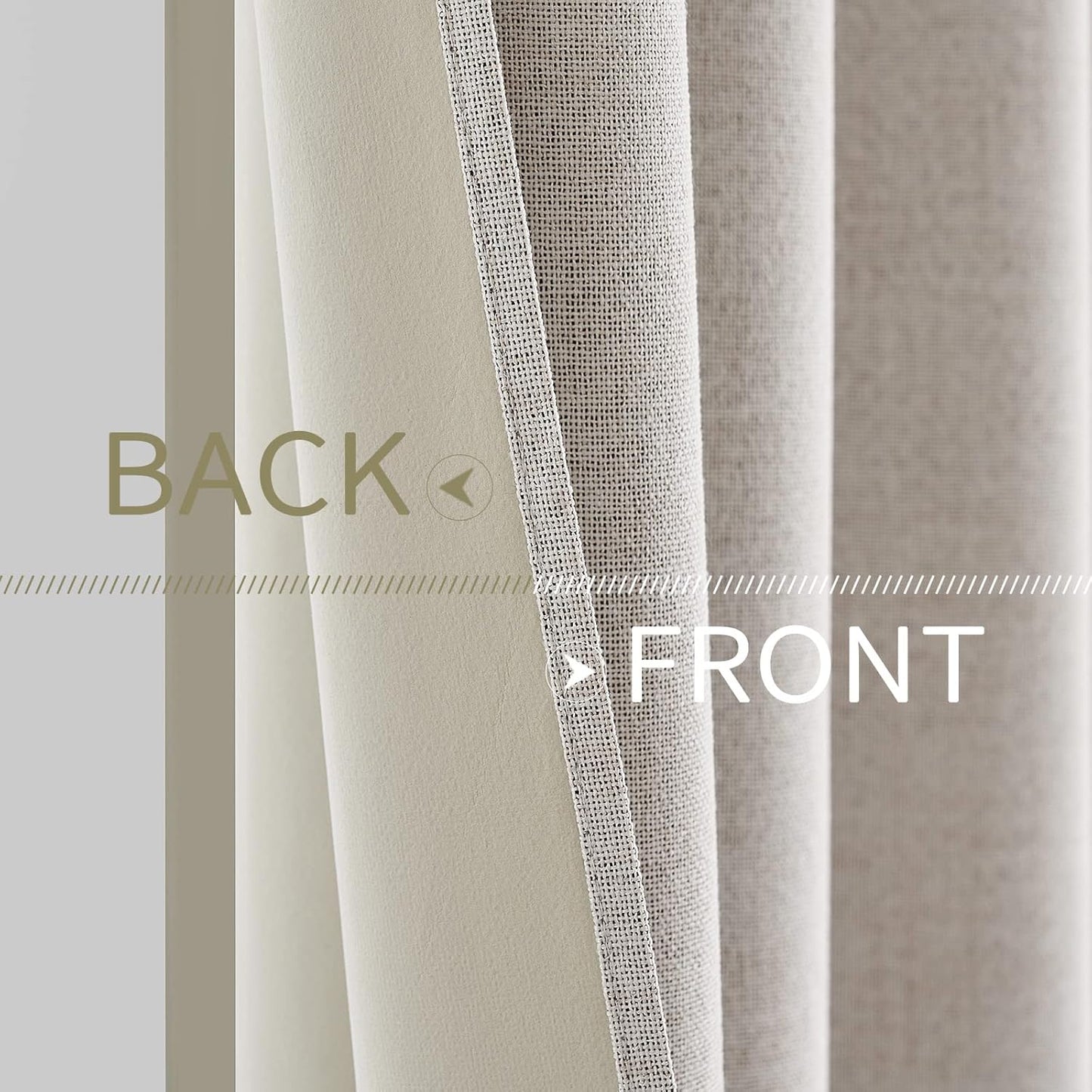 MIULEE 100% Blackout Linen Textured Curtains for Bedroom Solid Thermal Insulated Ivory Grommet Room Darkening Curtains & Drapes Luxury Decor for Living Room Nursery 52 x 72 Inch (2 Panels)