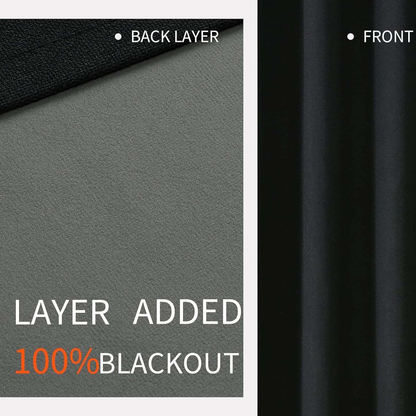 Joydeco Blackout Curtains 90 Inches Long 2 Panels Burg, Room Darkening Curtains for Bedroom, 100% Black Out Textured Thermal Drapes Privacy Protection 2 Panels Set(W52 x L90 Inch, Black)