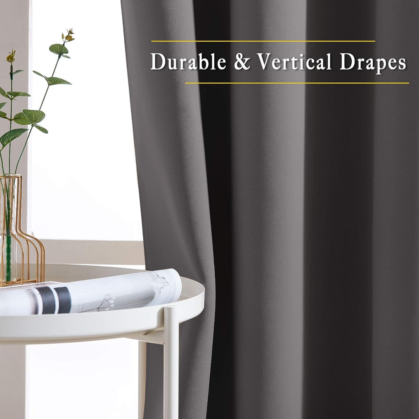 NICETOWN 95 inch Blackout Curtains - Triple Weave Energy Saving Thermal Insulated Solid Grommet Blackout Draperies for Living Room/Bedroom (1 Pair, W52 x L95, Grey)