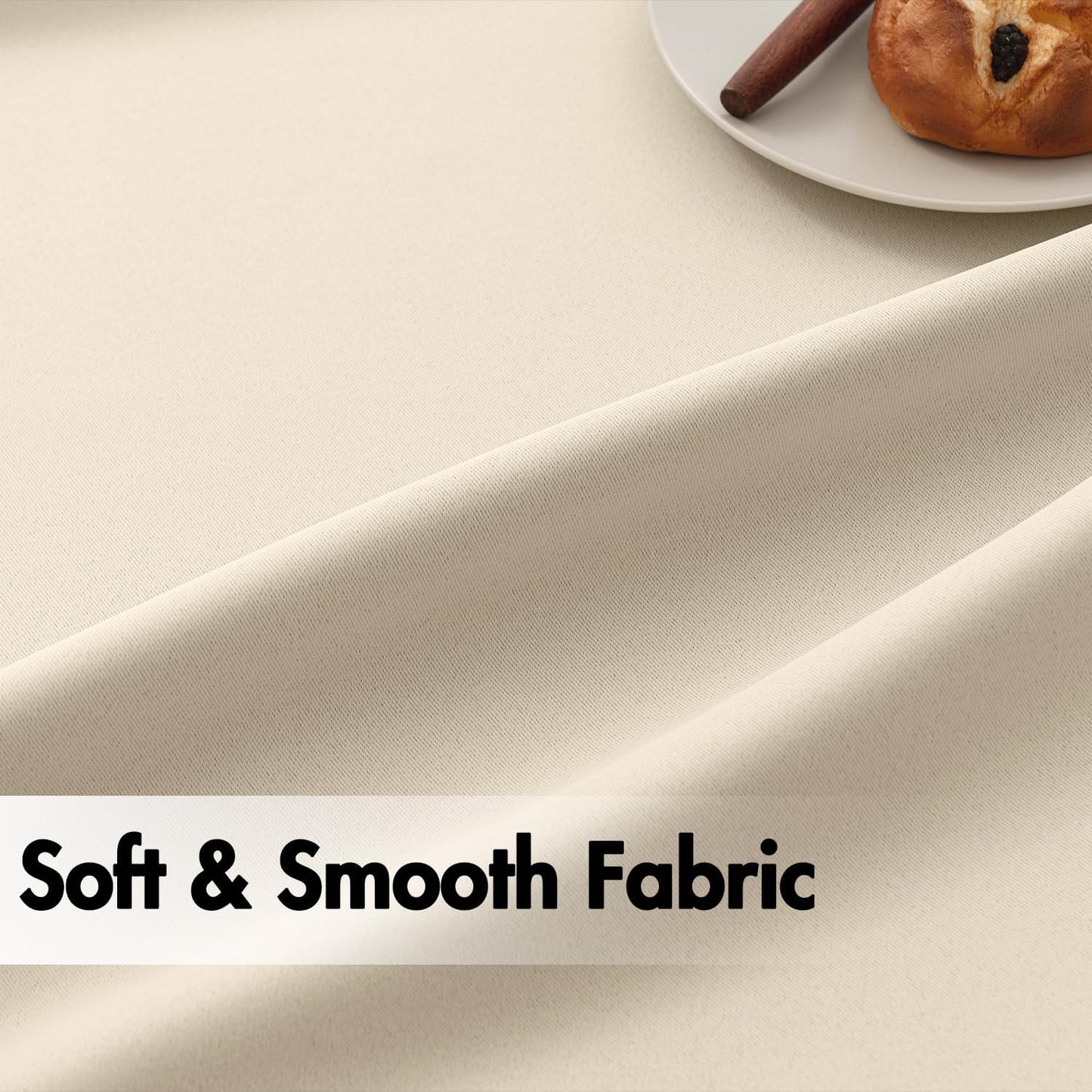 ANRODUO Back Tab Blackout Curtains for Bedroom Living Room, Rod Pocket Pinch Pleated Thermal Insulated Room Darkening Curtains 54 Inches Long 2 Panels, Cream Beige, 42 x 54 Inch