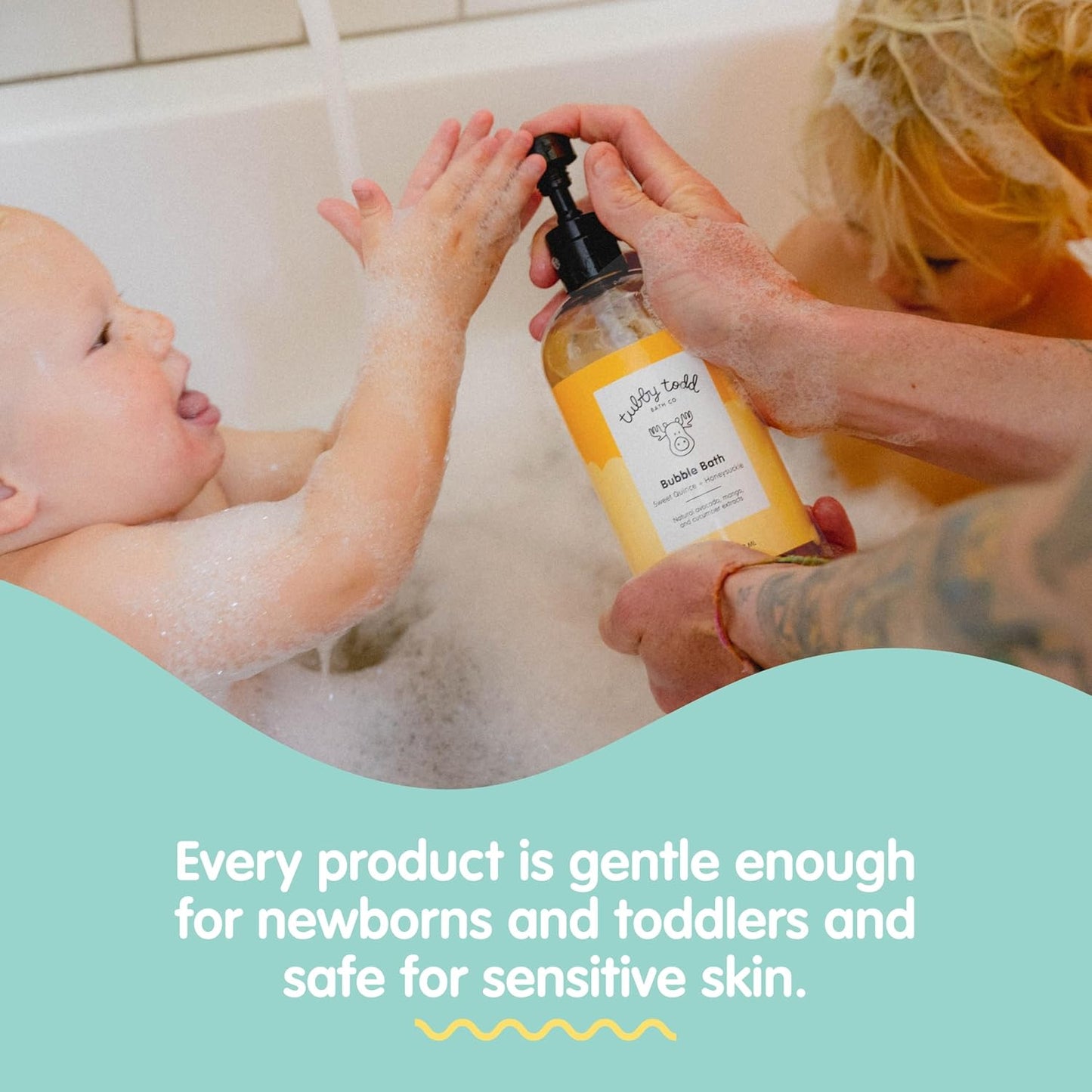 TUBBY TODD Essentials Baby Bath Gift Set – 8.5oz Hair+Body Wash, 8.5oz Bubble Bath & 3.5oz All Over Ointment