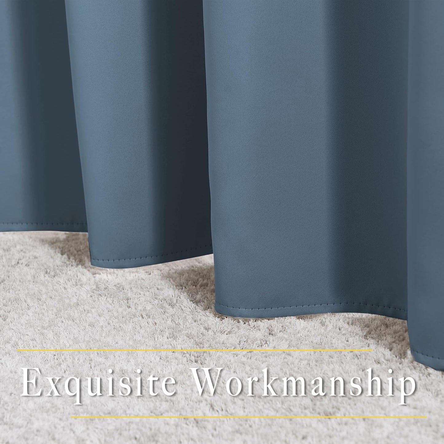 NICETOWN Smoky Blue Blackout Curtains 63 inches Long, Grommet Room Darkening Window Treatment Thermal Insulated Drapes Sound Reducing for Bedroom, W46 x L63, 2 Panels