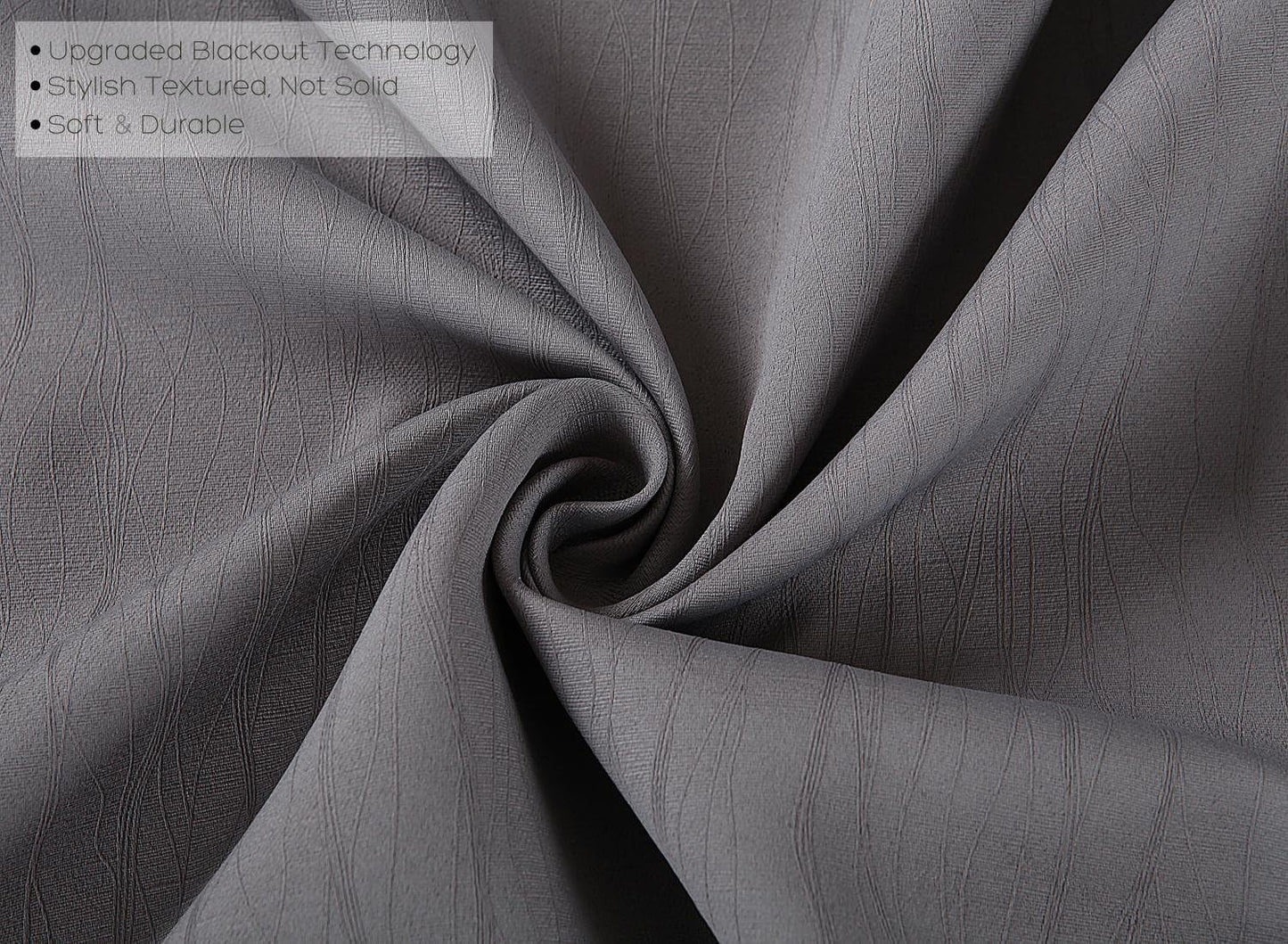 MIUCO Blackout Curtains Room Darkening Textured Grommet Window Curtains 2 Panels for Bedroom 52 x 63 Inch Grey