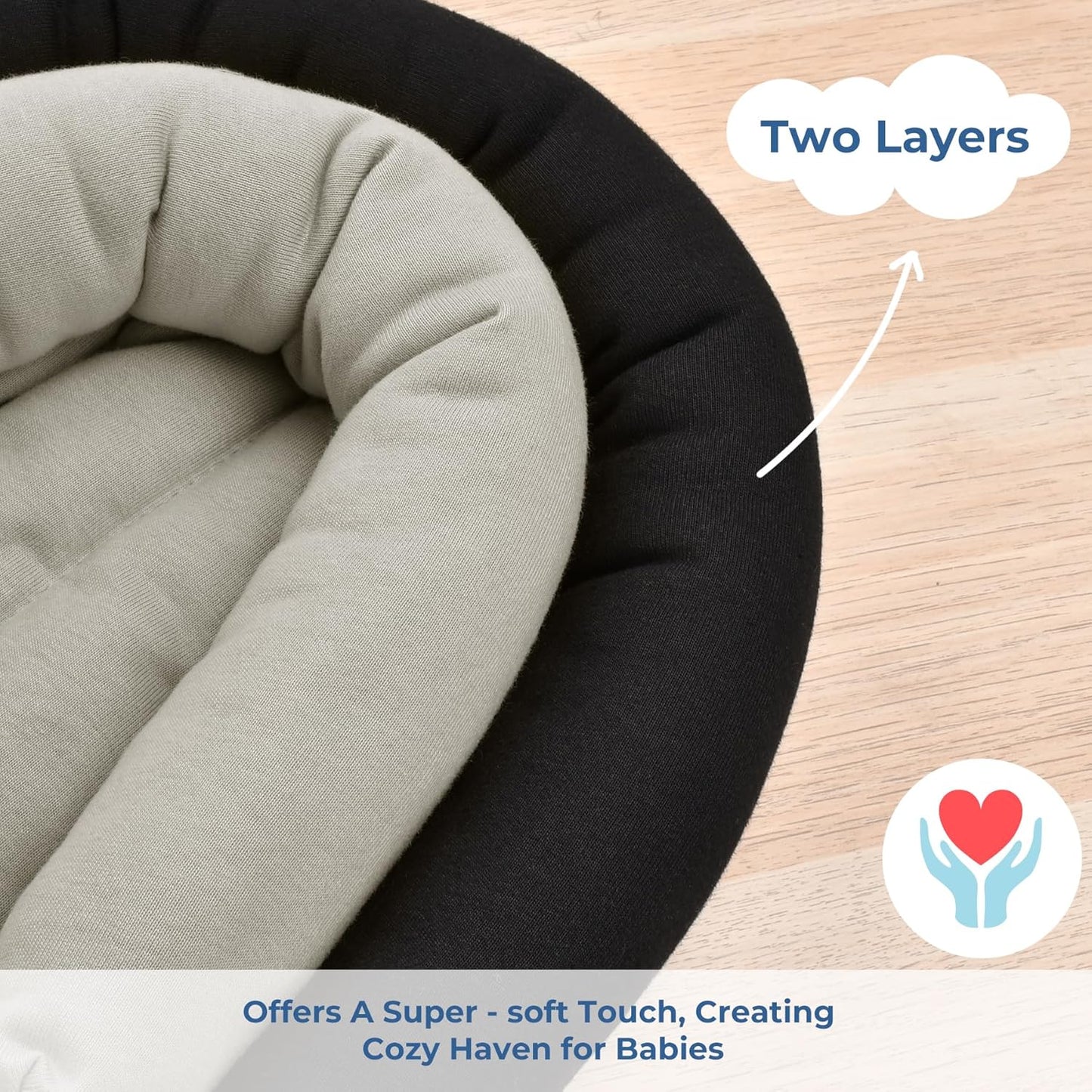 COOLBEBE Upgraded 2-in-1 Babybody Supports for Newborn Infant - Extra Soft Breathable Car Seat Insert Cushion Pad, Perfect for Carseat, Stroller, Swing, Bouncer Black