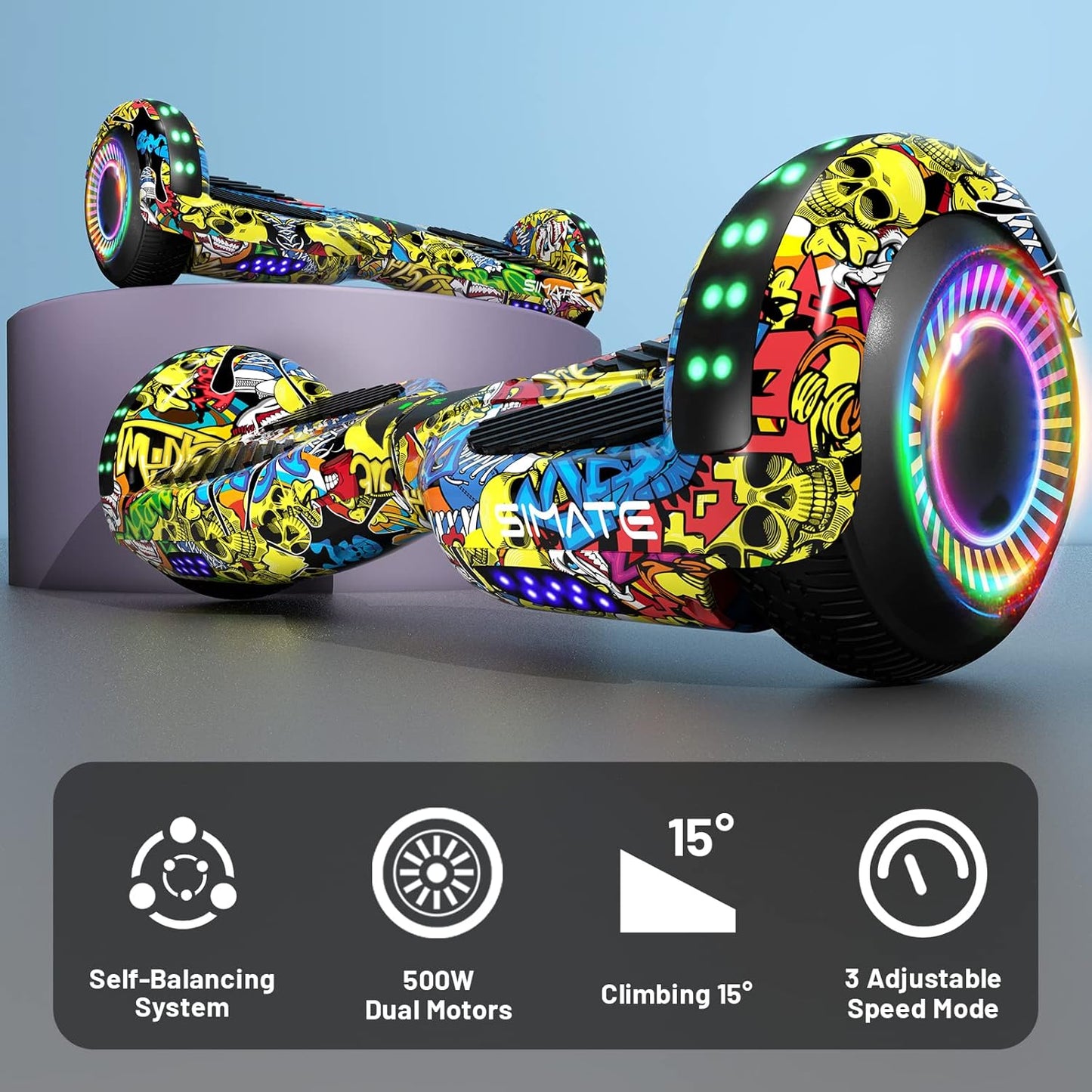 Scooter, Bluetooth & Corlorful LED Lights, Gifts for Kids & Adults & Girls & Boys, for All Ages