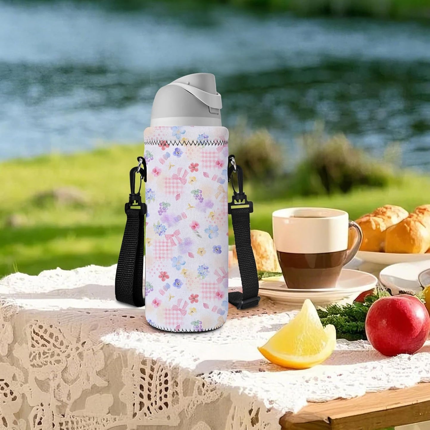 Neoprene Water Bottle Carrier Bag with Adjustable Shoulder Strap for Men Women Walking Hiking,Portable Insulated Holder Case for Stainless Steel/Glass/Plastic Bottles