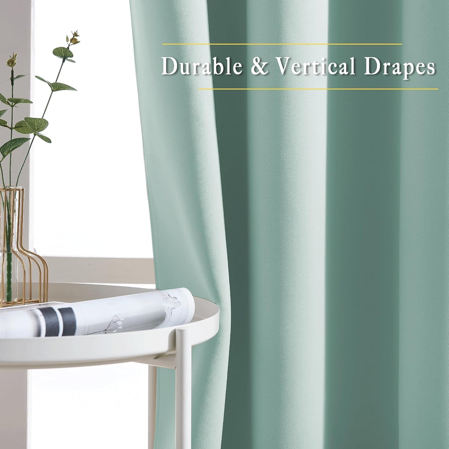 NICETOWN Seafoam Green Curtains 2 Panels 84 inches Long - Grommet Blackout Thermal Insulated Room Darkening Sound Reducing Window Drapes for Living Room/Bedroom, W52 x L84