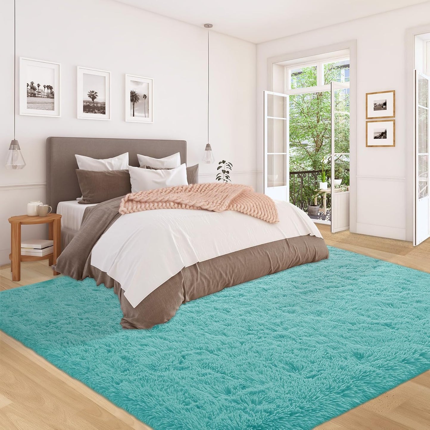 5x8 Area Rug for Living Room: Fluffy Shag Soft Washable Rugs Fuzzy Plush Indoor Carpet for Bedroom Nursery Playroom Dorm Kids Girls Boys Room (Teal Blue, 5'x8')