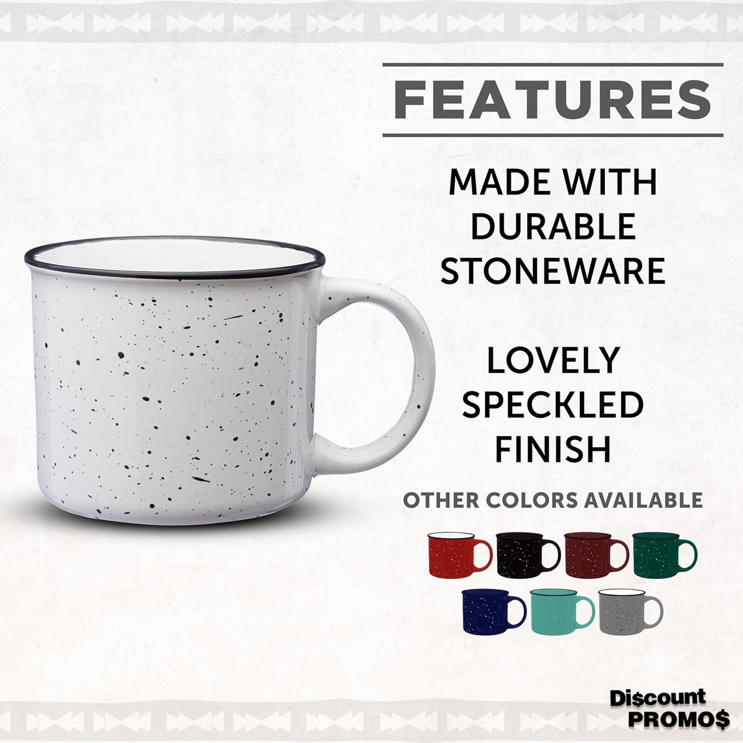 DISCOUNT PROMOS Ceramic Campfire Coffee Mugs 13 oz. Set of 10, Bulk Pack - Perfect for Tea, Espresso, Cappuccino, Hot Cocoa - White