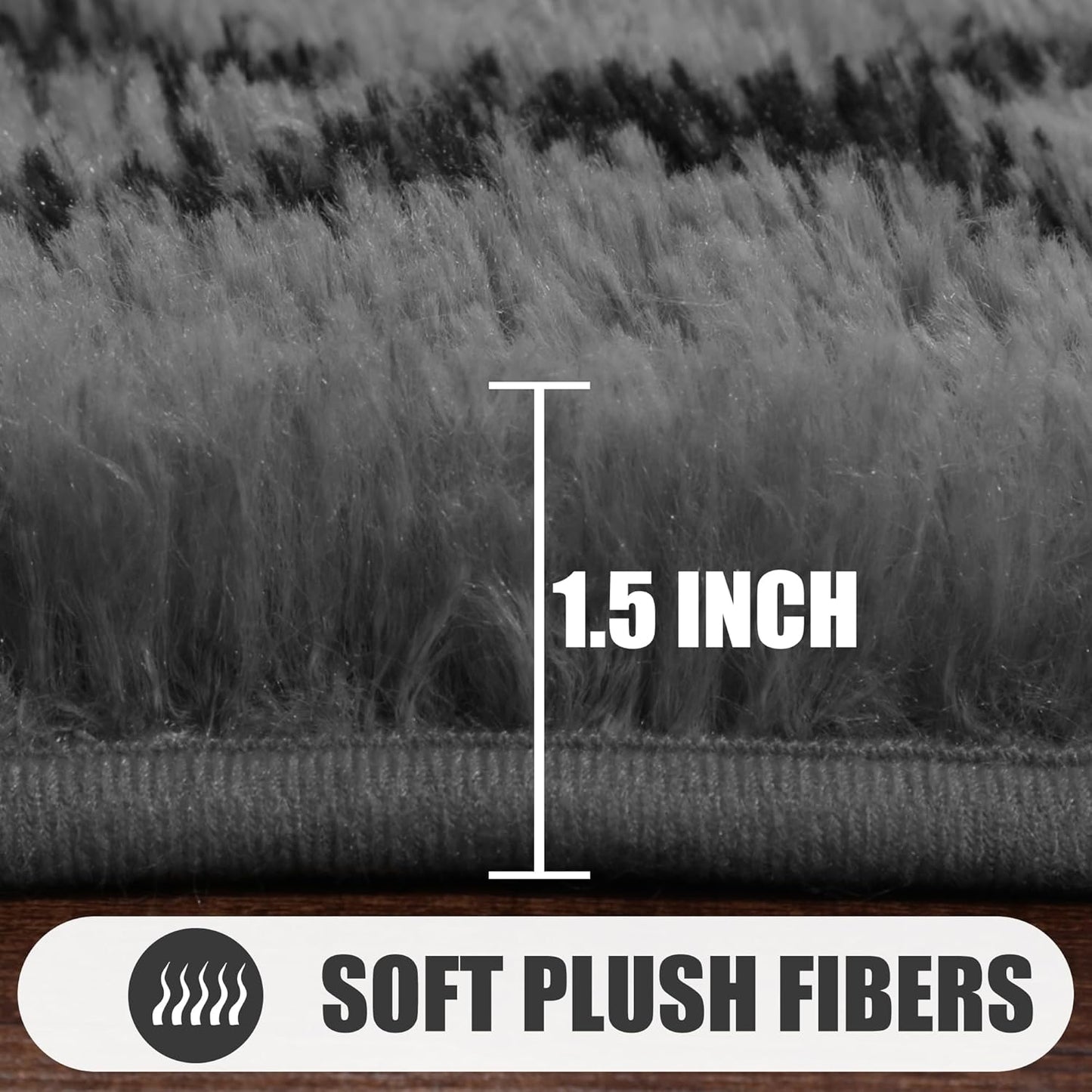 ONASAR 8x10 Area Rugs for Living Room, Fluffy Grey and Black Bedroom Rug, Washable Geometric Boho Large Soft Plush Shaggy Fuzzy Floor Carpet for Nursery Kids Classroom Playroom Dorm Home Decor