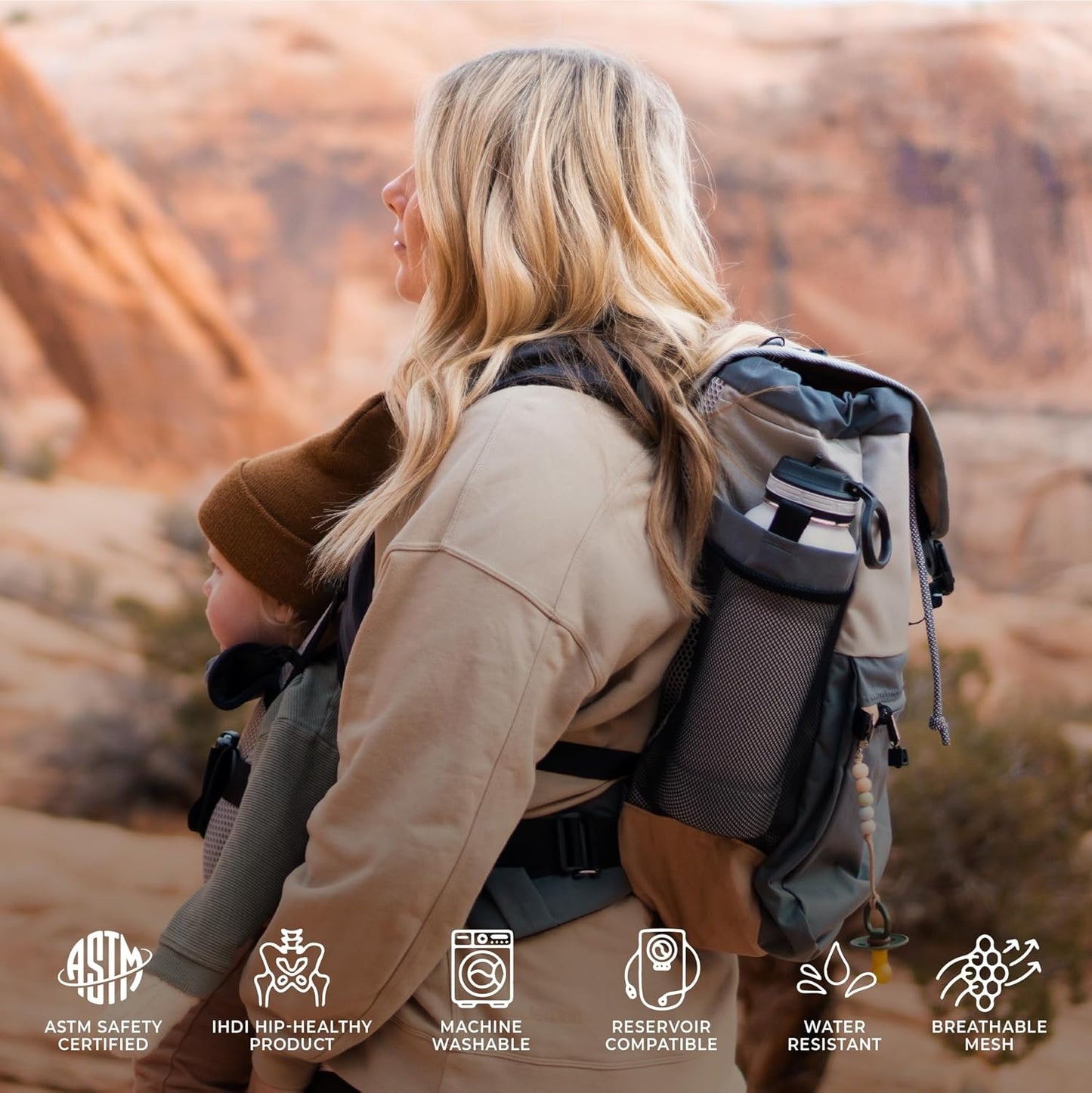 Baby Carrier and 40L Diaper Bag – Hip Healthy Certified Baby Carrier for Newborn to Toddler, Great for Hiking and Everyday Use - Lightweight, Machine Washable, TSA-Ready